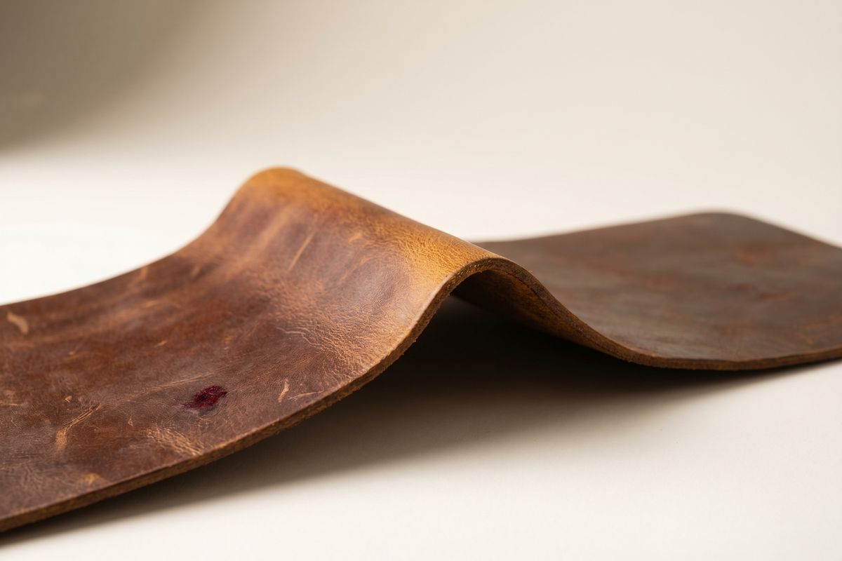 Pull-up leather showing colour lightening at a fold