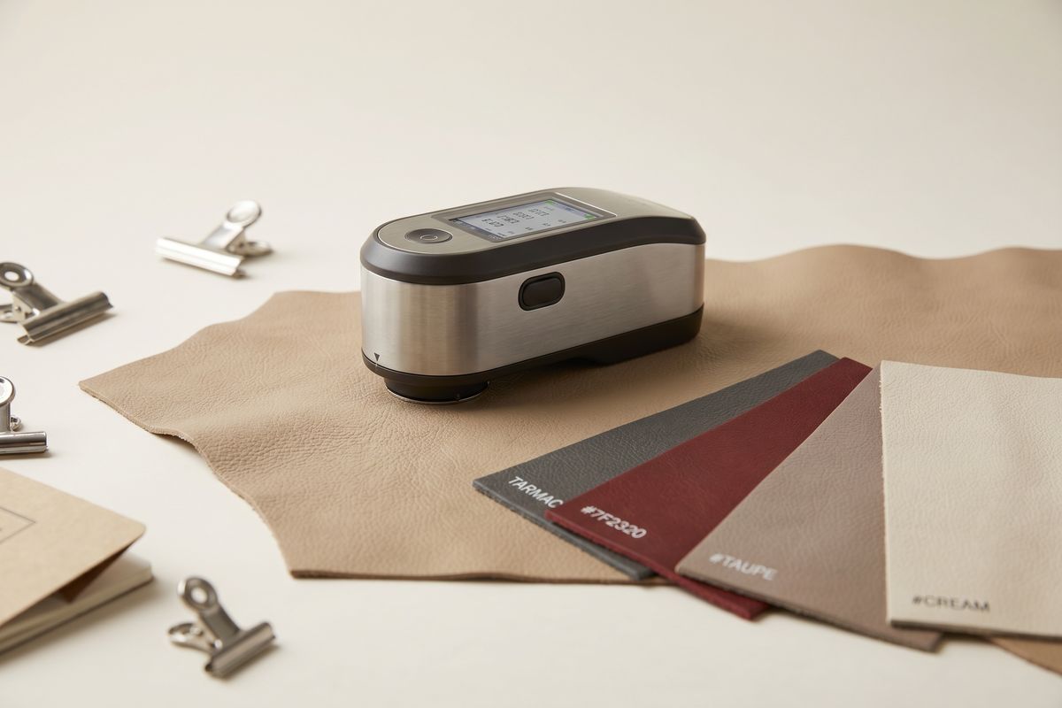 Spectrophotometer measuring leather colour