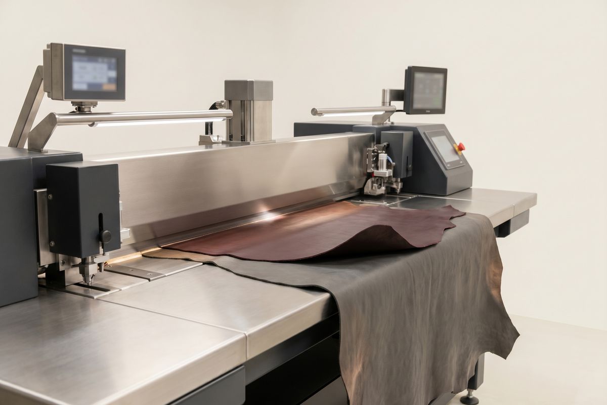Wet splitting a hide on a band-knife machine